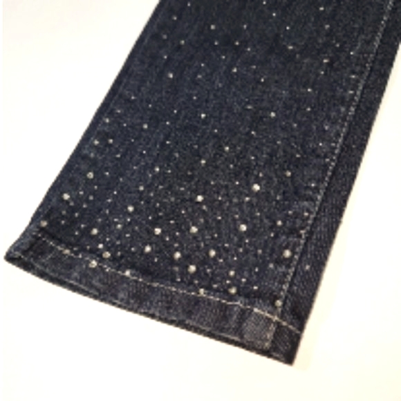 S & P  ♡ Gorgeous Black Stretchy Denim Embellished Bling Skinny Jeans 10|12 Long - Picture 11 of 17